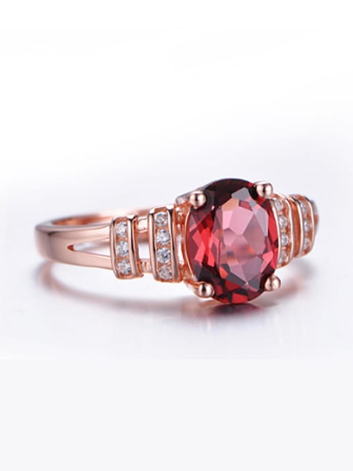 Deli Rose Gold Plated Garnet Gemstone Engagement Ring 1