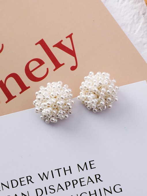A Alloy With White Gold Plated Trendy Charm Beads Stud Earrings