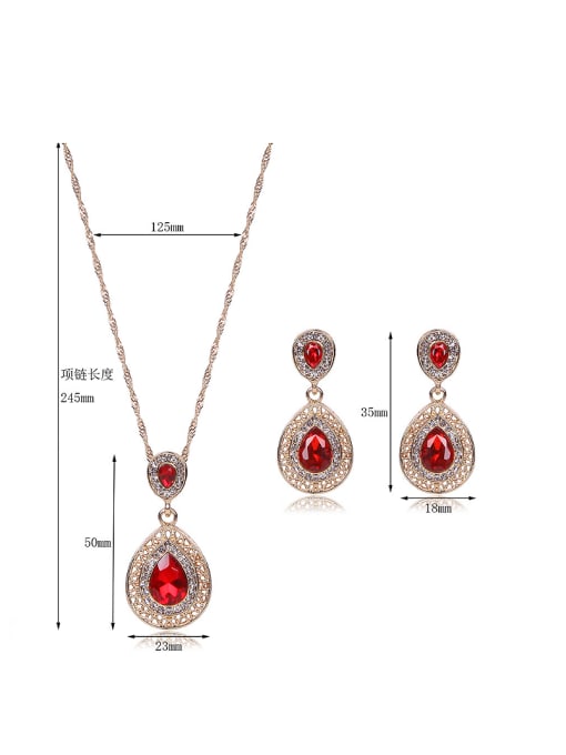 BESTIE Alloy Imitation-gold Plated Fashion Water Drop shaped Stones Two Pieces Jewelry Set 2