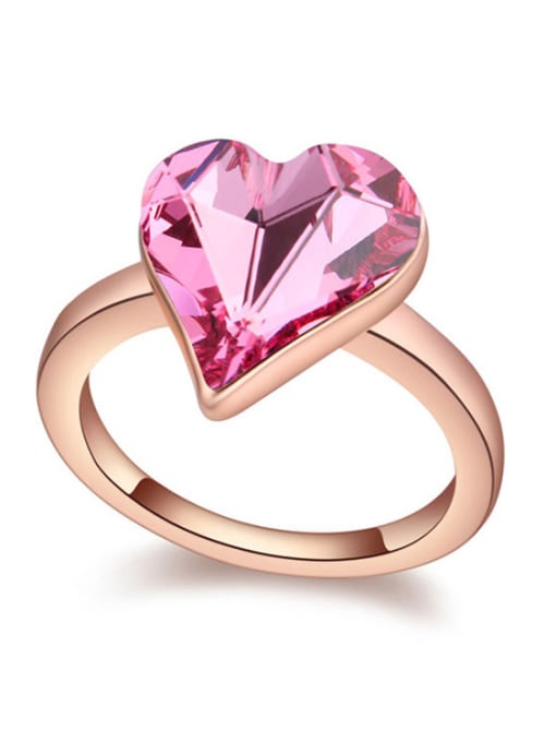 pink Simple Heart austrian Crystal Rose Gold Plated Alloy Ring