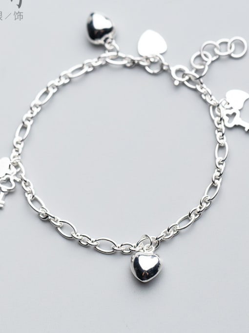 Rosh Heart Shaped Key DIY 925 Silver Bracelet 1