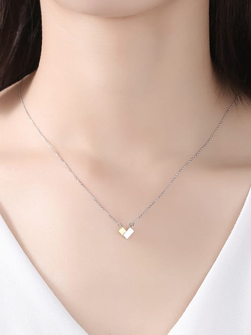 CCUI 925 Sterling Silver With  Two-color plating  Simplistic Geometric Necklaces 1