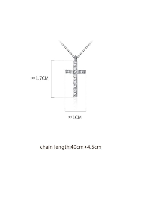 Rosh 925 Sterling Silver With Cubic Zirconia Simplistic Cross Necklaces 3