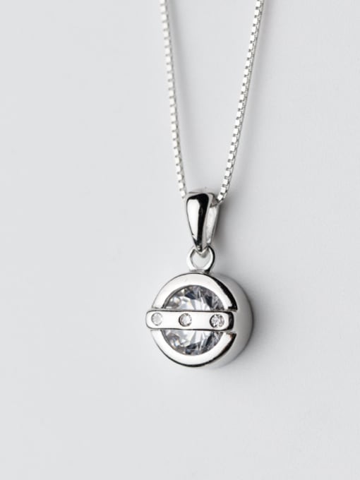 Rosh Elegant Round Shaped Rhinestone S925 Silver Pendant 0