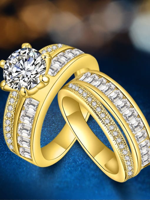 Ya Heng Fashion Gold Plated Zircons Double Ring 1