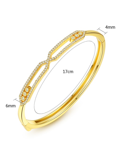 BLING SU Copper With Gold Plated Simplistic Round Bangles 3