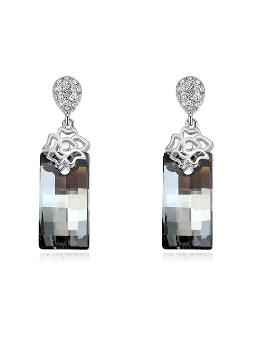 QIANZI Simple Rectangular austrian Crystals Alloy Earrings 0