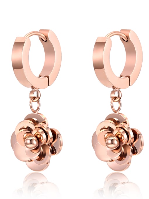 Open Sky Stainless Steel With Rose Gold Plated Simplistic Rosary Stud Earrings 0