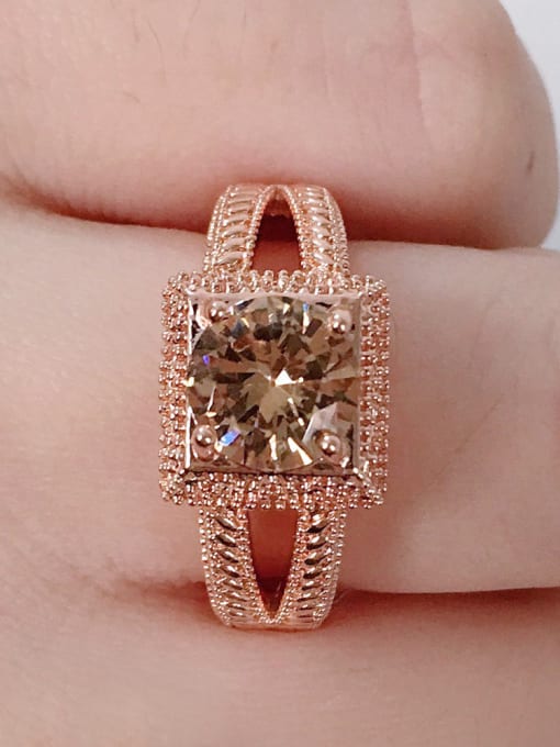 MATCH Copper With Cubic Zirconia Delicate Square Band Rings 1