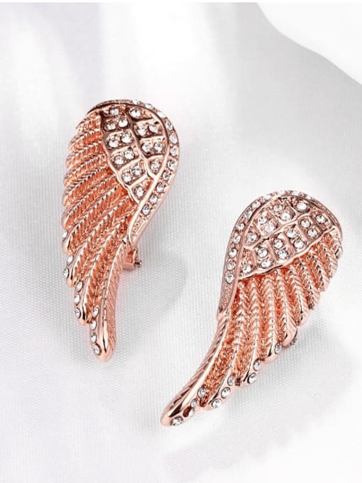 OUXI Personalized Wings Crystal Stud Earrings 2