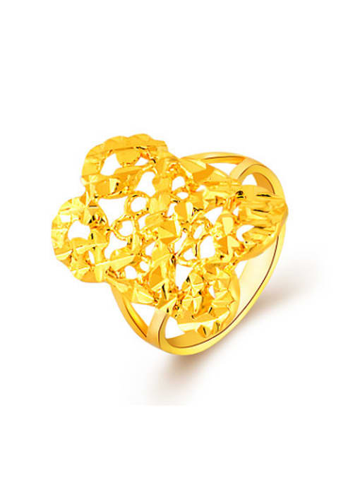 Yi Heng Da Fashion 24K Gold Plated Hollow Square Shaped Ring 0
