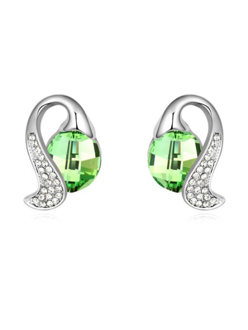 green Fashion Cubic austrian Crystals-covered Alloy Stud Earrings