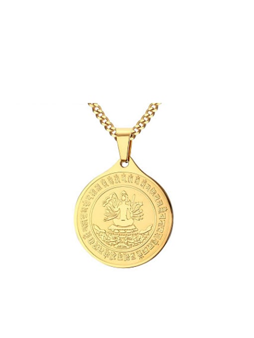 CONG Unisex All-match Gold Plated Round Shaped Titanium Pendant