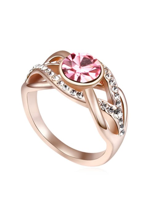 Pink Fashion Cubic austrian Crystals Champagne Gold Plated Ring