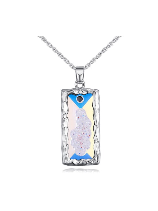 QIANZI Personalized austrian Crystal Rectangular Pendant Alloy Necklace 0