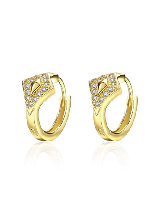 gold Fashion Rhombus Rhinestones Women Earrings