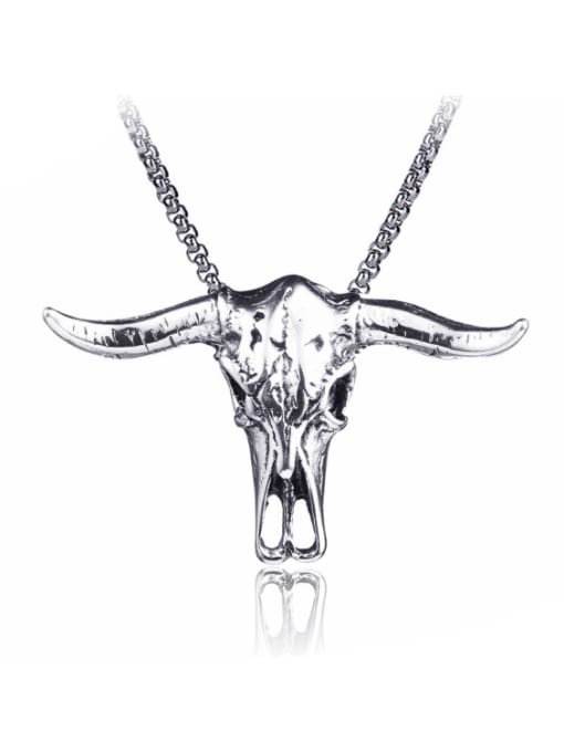 BSL Stainless Steel With Antique Silver Plated Personality beef bones Necklaces 0