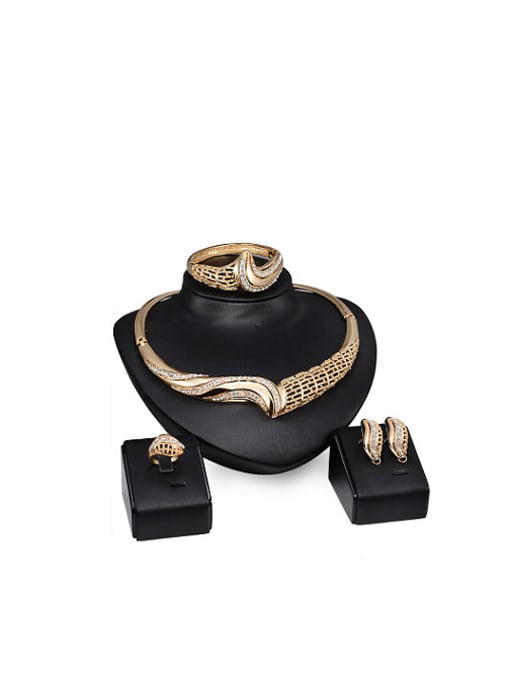 BESTIE Alloy Imitation-gold Plated Hyperbole style CZ Four Pieces Jewelry Set