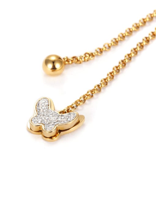 JINDING Titanium Steel Rose Gold Bow Diamond British Style Necklace 1
