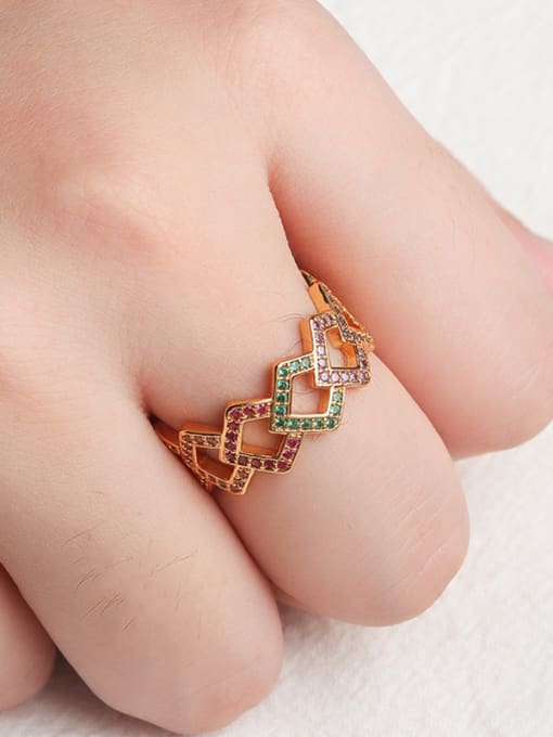 ROSS Copper With Cubic Zirconia Fashion Geometric Multistone Rings 1