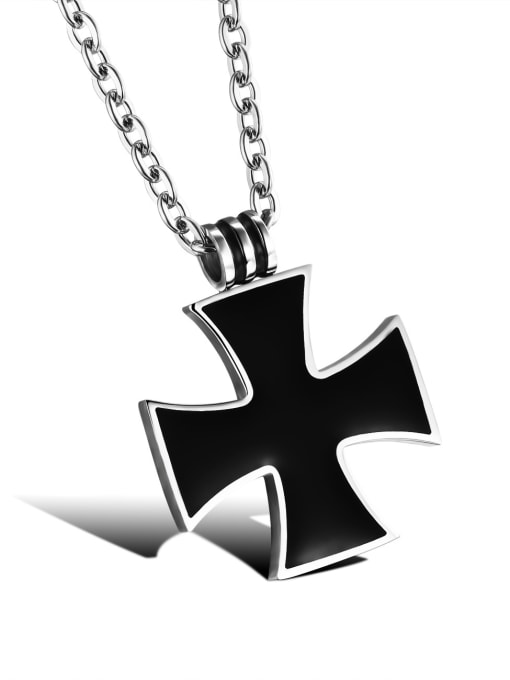 Open Sky Simple Black Cross Titanium Necklace 0