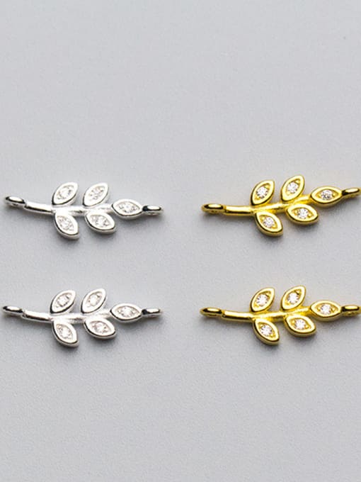 FAN 925 Sterling Silver With 18k Gold Plated Delicate Leaf Connectors 0