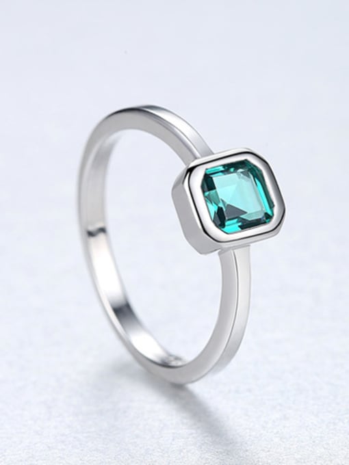 Platinum Sterling silver minimalist semi-precious stone ring