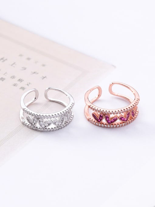 Girlhood Alloy With Rose Gold Plated Cute Heart Cubic Zirconia Rings 2