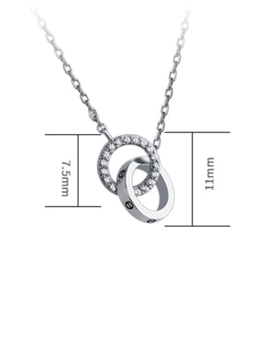 Dan 925 Sterling Silver With Cubic Zirconia Simplistic Interlocking Necklaces 2