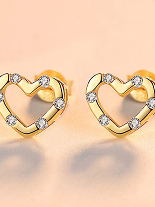 18K-Gold 925 Sterling Silver With Heart-shaped Stud Earrings