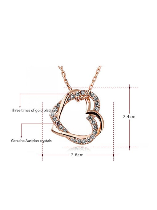 Ronaldo Alloy Rose Gold Plated Fashion Austria Crystal Heart Two Pieces Jewelry Set 2