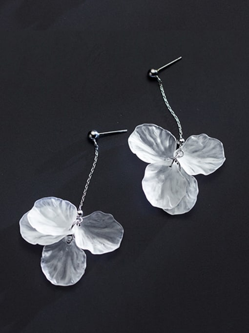 Rosh Fresh Flower Petal Shaped Shell Silver Drop Earrings 0