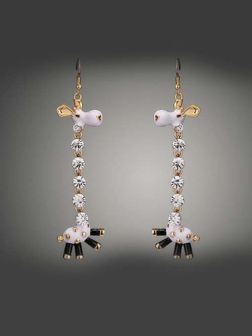 Wei Jia Personalized Giraffe Cubic Rhinestones Enamel Drop Earrings 0