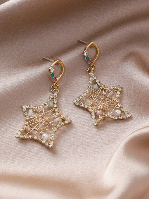 Girlhood Alloy With Gold Plated Simplistic Star Drop Earrings
