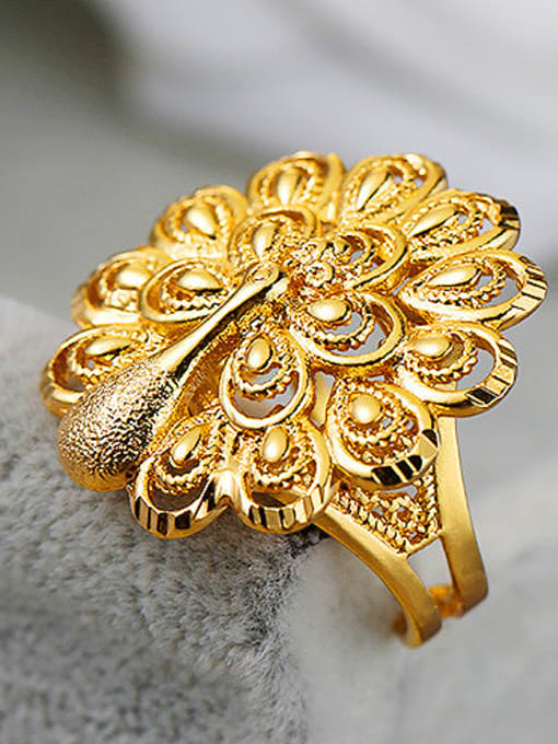 XP Copper Alloy 24K Gold Plated Classical style Peacock Ring 2