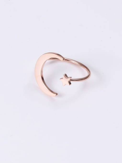 GROSE Titanium With Rose Gold Plated Cute Star Moon Free Size Rings 0
