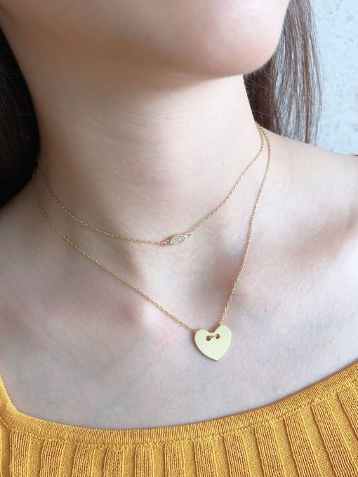 Boomer Cat 925 Sterling Silver With Gold Plated Simplistic Heart Necklaces 0