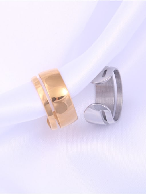 GROSE Titanium With Gold Plated Simplistic Irregular Free Size Rings 0