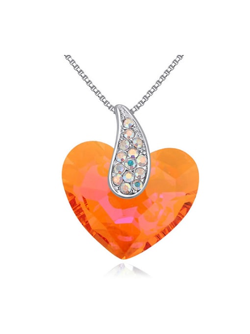 QIANZI Simple Heart austrian Crystal Alloy Necklace 0