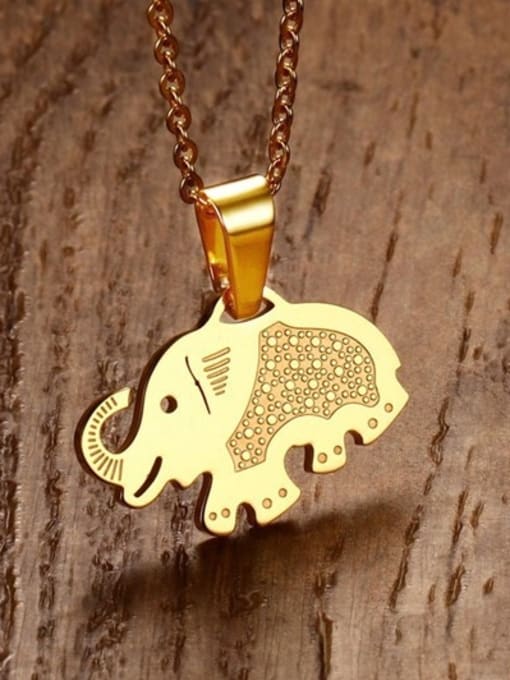 CONG Lovely Gold Plated Elephant Shaped Titanium Pendant 1