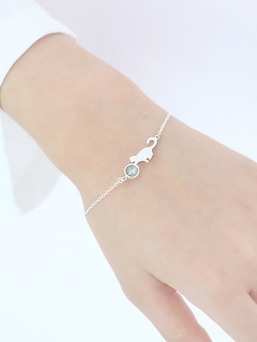 Peng Yuan Little Cat Stone Silver Bracelet 1