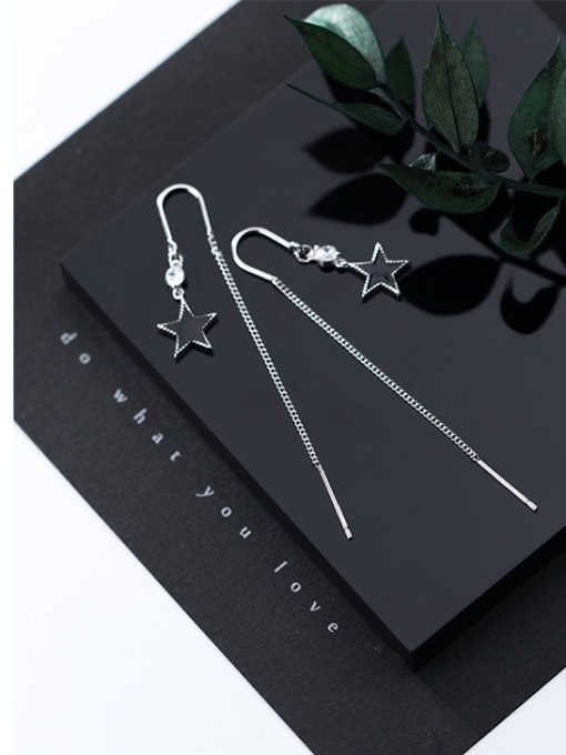 Rosh 925 Sterling Silver With Platinum Plated Simplistic Geometric Threader Earrings 2