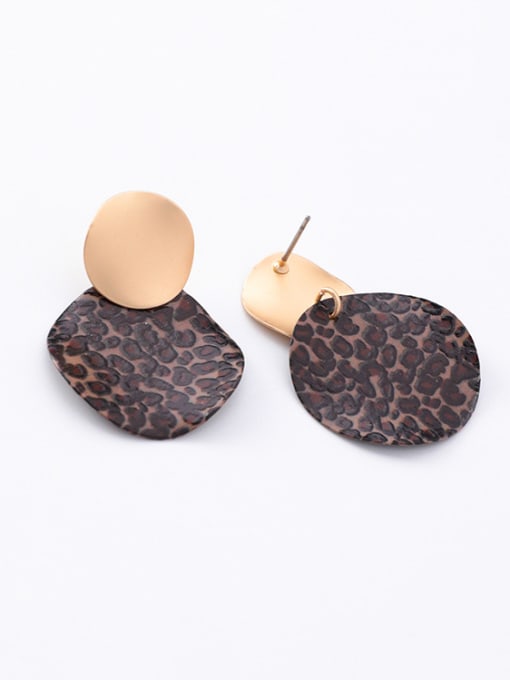 Girlhood Alloy With Gold Plated Fashion Round Leopard  Stud Earrings 1