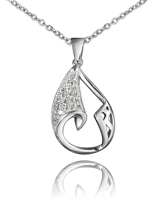 White Gold Fashionable Platinum Plated Water Drop Zircon Necklace