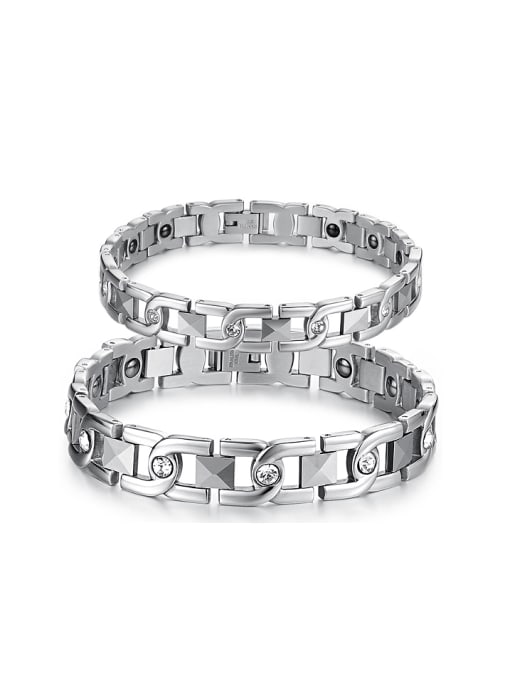 Open Sky Fashion Rhinestones Magnets Titanium Lovers Bracelet 0