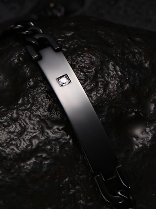 CONG Personality Black Gun Plated Rhinestone Titanium Bracelet 1