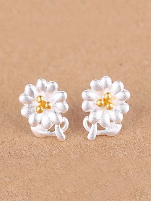 Peng Yuan Fashion Sunflower Silver stud Earring 0