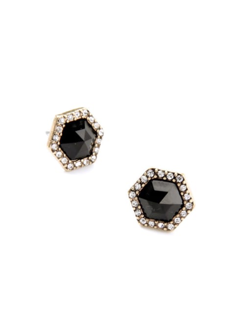 KM Small Geometric Stones Alloy stud Earring 1