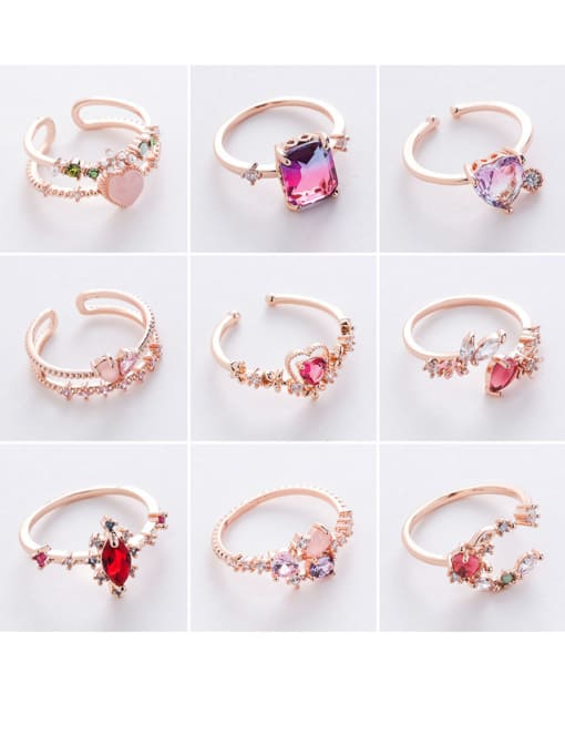 Girlhood Alloy With Rose Gold Plated Simplistic Geometric Free Size Rings 0