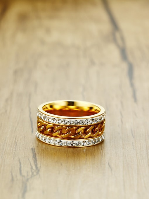 CONG Trendy Gold Plated Geometric Rhinestone Ring 1
